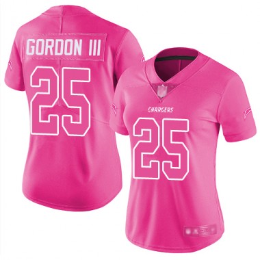 Los Angeles Chargers NFL Football Melvin Gordon Pink Jersey Women Limited  #25 Rush Fashion->youth nfl jersey->Youth Jersey
